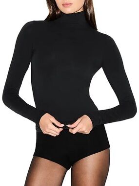 NWT SKIMS Cotton Jersey Turtleneck Soot Small